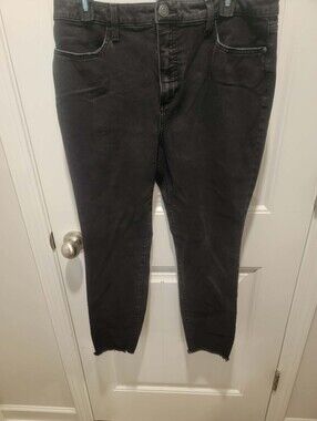 LC Lauren Conrad Plus Size 14 Super High-Rise Super Skinny Raw Hem Black Jeans